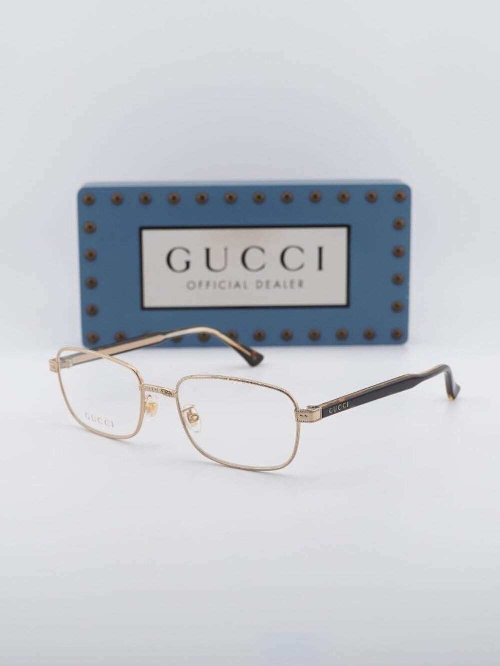 Gucci GG0190O 002 Rectangle Eyeglasses 55mm - Gold / Havana